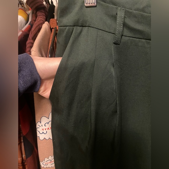 New With Tags NWT 12th Tribe Emerald Green Wide Leg Trousers - Picture 3 of 5